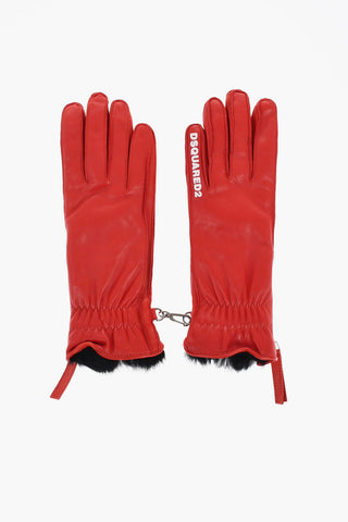 Guanti In Pelle con Mezza Zip e Interno in Pelliccia