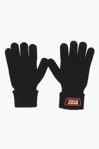 Guanti In Misto Lana con Ricamo Monogram