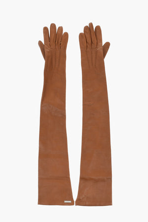 Einfarbige Opernhandschuhe Aus Leder