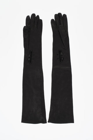 Guanti Warm In Pelle Con Bottoni