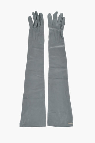 Warme Lederhandschuhe mit Logo-Plakette