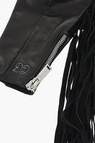 Manicotti in Pelle con Frange e Zip 