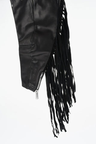Manicotti in Pelle con Frange e Zip 
