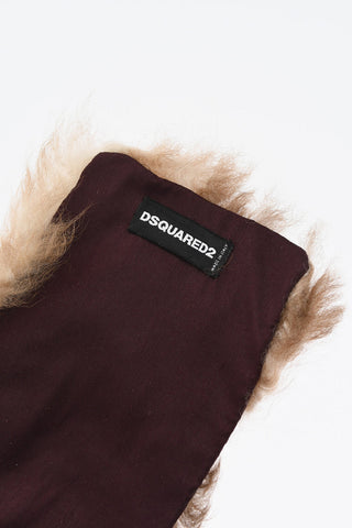 Two-Tone Fur Scarf with Silk Inner