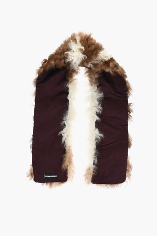 Two-Tone Fur Scarf with Silk Inner