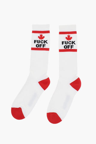 Ribbed Mid-Crew Socks with Contrasting Details