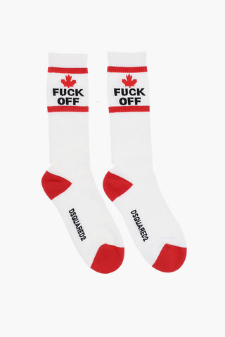 Ribbed Mid-Crew Socks with Contrasting Details