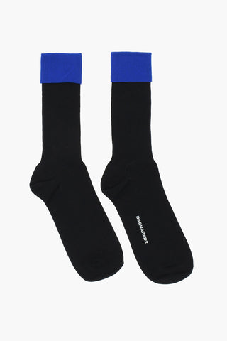 Solid Color Long Socks with Contrasting Detail
