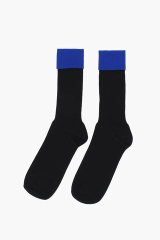 Solid Color Long Socks with Contrasting Detail