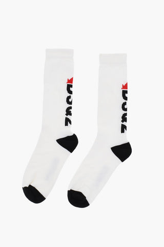 Calzini Mid-Crew a Costine con Monogram a Contrasto