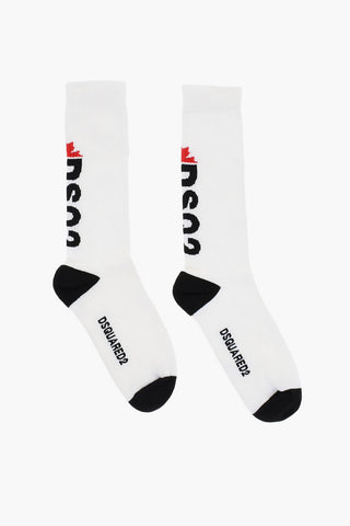 Calzini Mid-Crew a Costine con Monogram a Contrasto