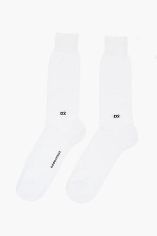 Solid Color Long Socks with Contrasting Monogram