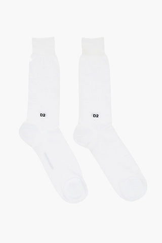 Solid Color Long Socks with Contrasting Monogram