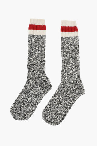 Melange Long Socks with Contrasting Detail