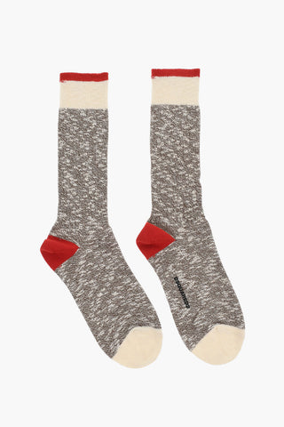 Melange Fabric Mid-Crew Socks with Contrasting Detail