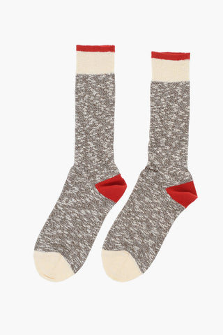 Melange Fabric Mid-Crew Socks with Contrasting Detail
