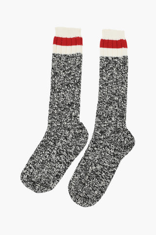 Melange Fabric DEMIE Long Socks with Contrasting Detail
