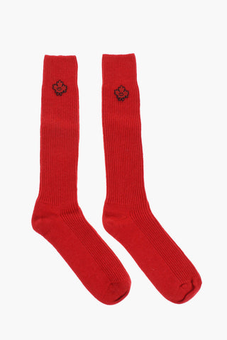 Ribbed Wool Blend Long Socks
