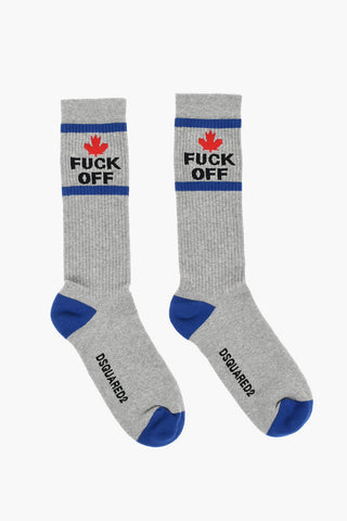 Ribbed Long Socks with Contrasting Details