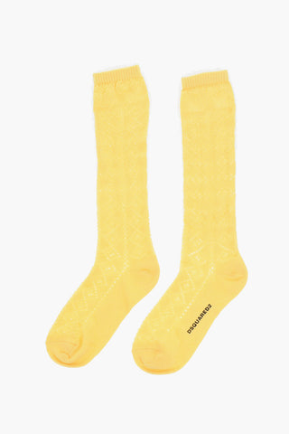 Solid Color Long Socks with Perforated Details