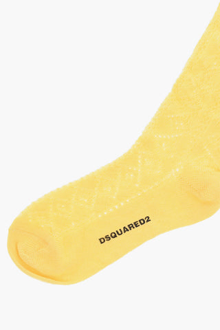 Solid Color Long Socks with Perforated Details