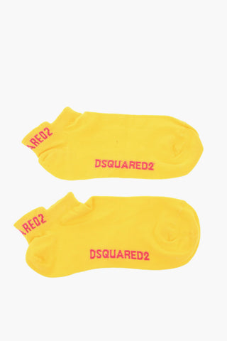 Solid Color Low-Cut Socks with Contrasting Logo