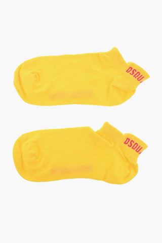 Solid Color Low-Cut Socks with Contrasting Logo