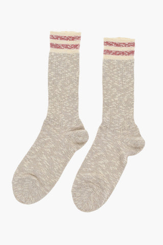 Cotton Blend Long Socks with Striped Detail