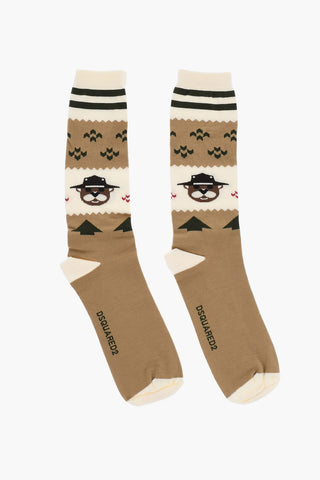 Patterned Wool Blend Long Socks