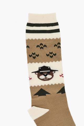 Patterned Wool Blend Long Socks
