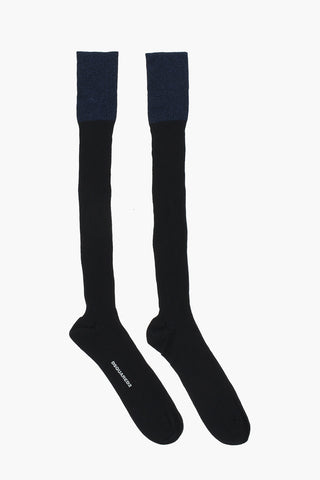 Ribbed Long Socks with Lurex Detail