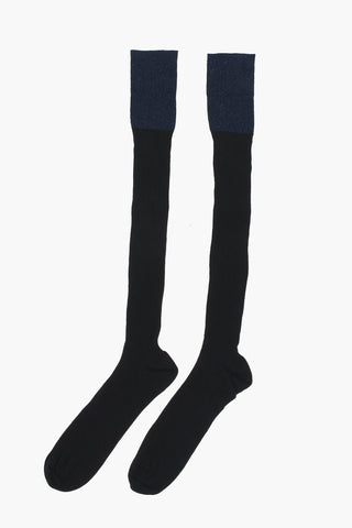 Ribbed Long Socks with Lurex Detail