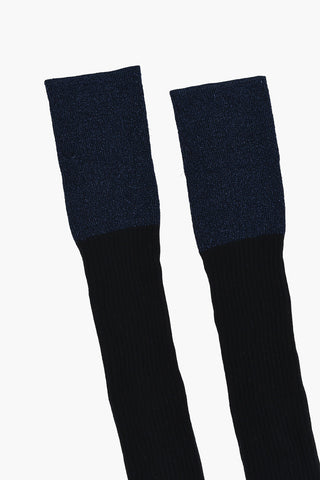 Ribbed Long Socks with Lurex Detail