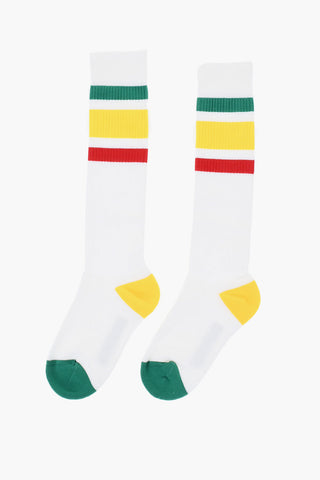 Ribbed Long Socks with Contrasting Details