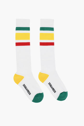 Ribbed Long Socks with Contrasting Details