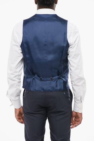 CODE Silk-Blend Double-Breasted Waistcoat with Piped Pockets