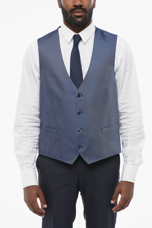 CERIMONIA ACADEMY Textured Silk Satin Waistcoat