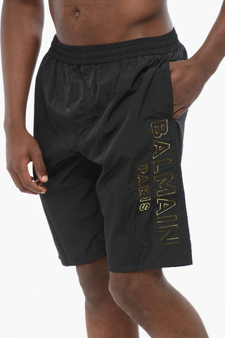 Embossed Lamè Logo SURFER Nylon Shorts