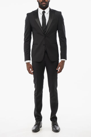 Three-Pieces Suite with Satin Peak Lapel