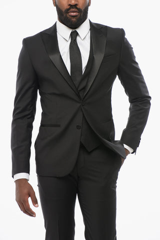 Three-Pieces Suite with Satin Peak Lapel