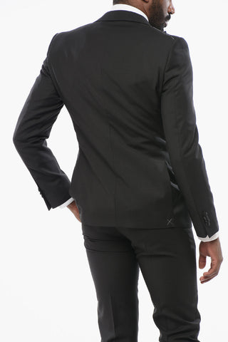 Three-Pieces Suite with Satin Peak Lapel