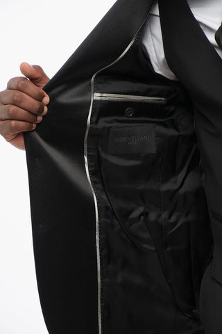 Three-Pieces Suite with Satin Peak Lapel