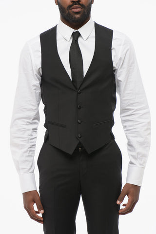 Three-Pieces Suite with Satin Peak Lapel