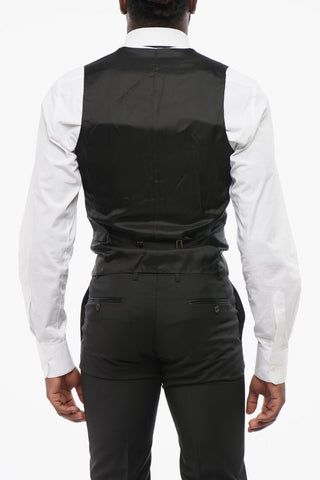 Three-Pieces Suite with Satin Peak Lapel