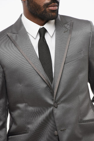 Peak Lapel Three-Piece Suit with Contrasting Detail