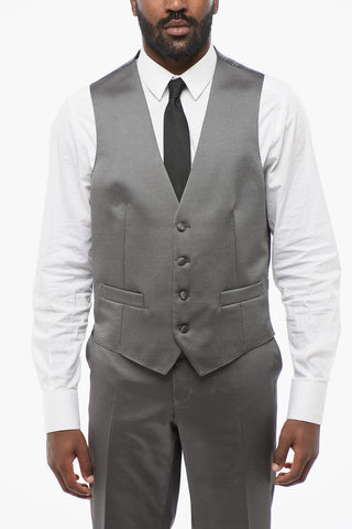 Peak Lapel Three-Piece Suit with Contrasting Detail