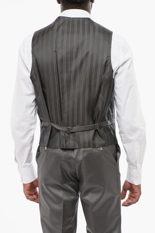 Peak Lapel Three-Piece Suit with Contrasting Detail