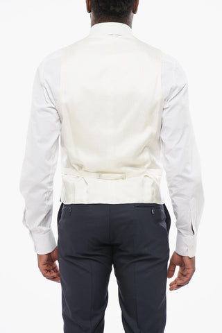 Gilet Doppiopetto In Seta Ricamata Con Tasche A Filo