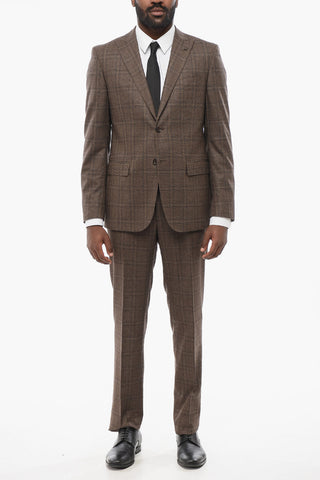 Virgin Wool REFINED Suit with Check Motif
