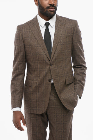 Virgin Wool REFINED Suit with Check Motif